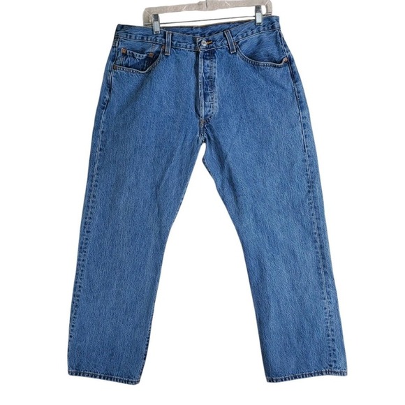 Vtg Y2K Levis 501 Blue Jeans Mens 38x30 Buttonfly Hi Rise Relaxed Med Wash - Picture 8 of 11
